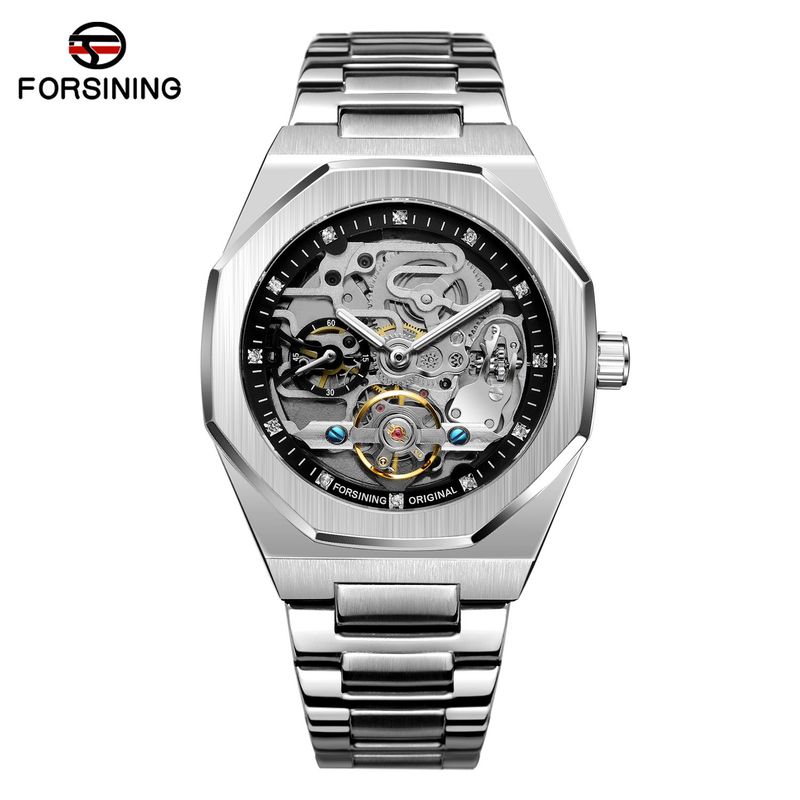 Men's Automatic Mechanical Watch With Luminous Hands, Three Subdials, And Day Display - Stainless Steel Band Six Pin Week Steel Belt Mechanical Watch_voghion.com