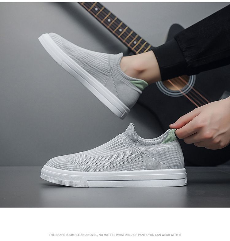 Letnie nowe oddychające skarpetki, męskie koreańskie uniwersalne płaskie buty sportowe z siateczki tkanej, codzienne buty do chodzenia po desce_voghion.com