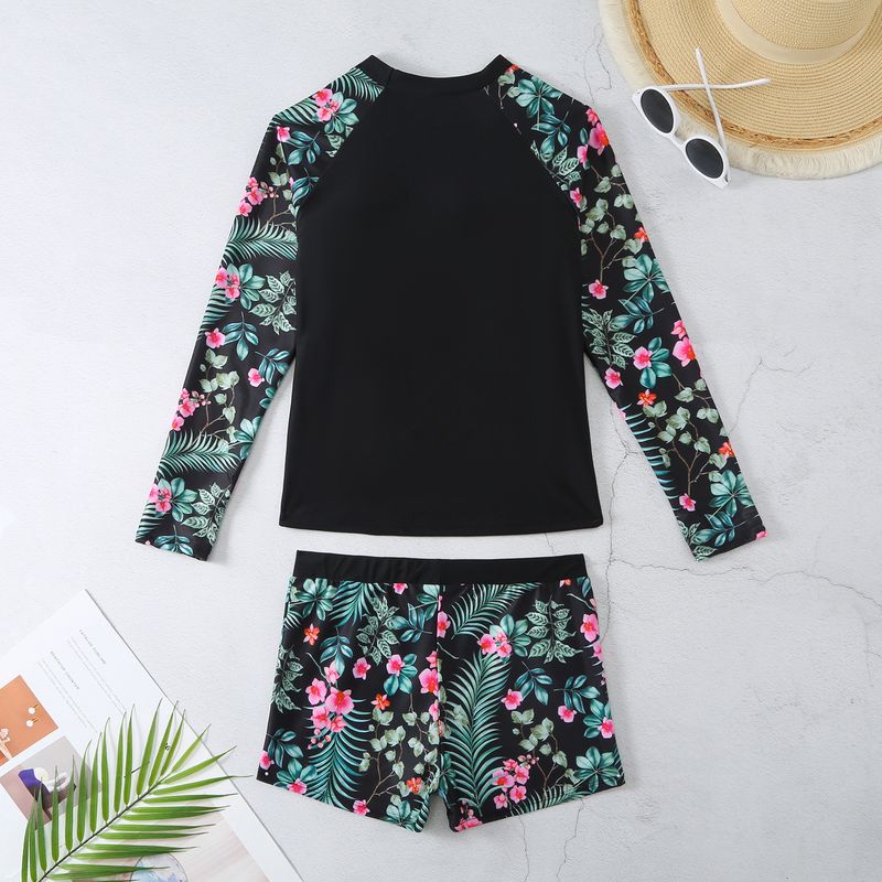 Damskie bokserki z długimi rękawami i nadrukiem, z filtrem przeciwsłonecznym i dwuczęściowym strojem kąpielowym_voghion.com