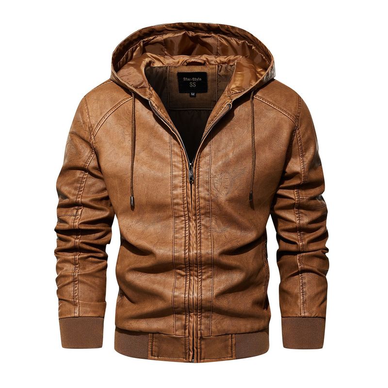 Men's Clothing retro washed leather jacket Men's leather jacket leather jacket_voghion.com