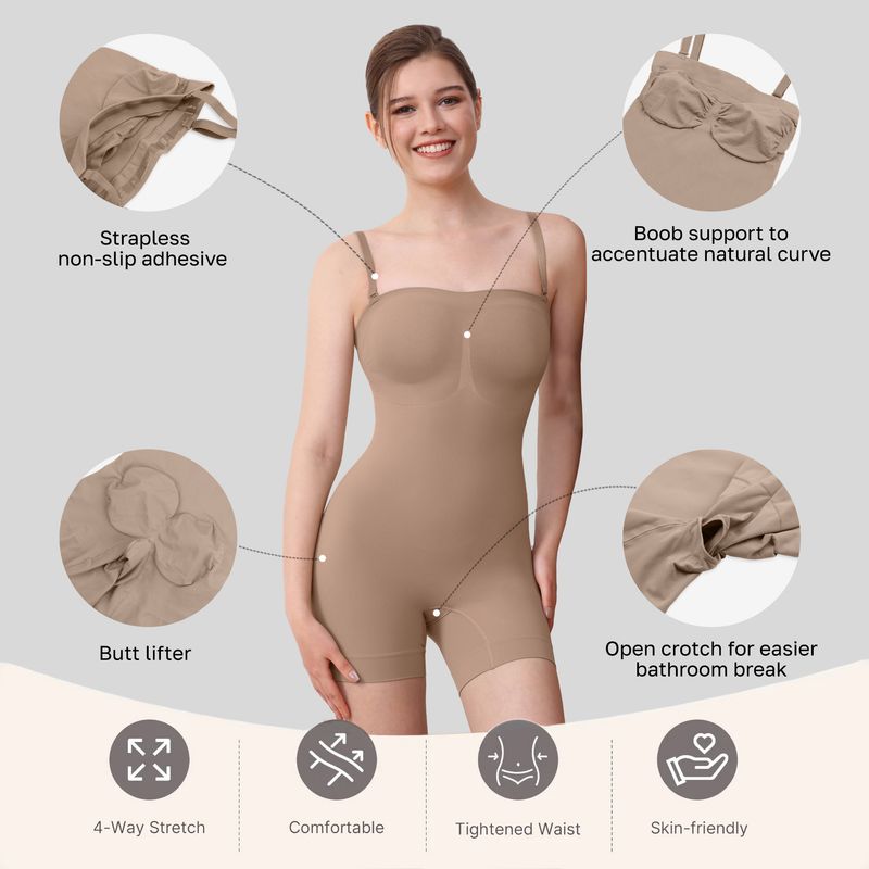 Seamless Shapewear Bodysuit For Women - Tummy Control Slimming Full Body Shaper With Adjustable Straps & High Waist Compression_voghion.com
