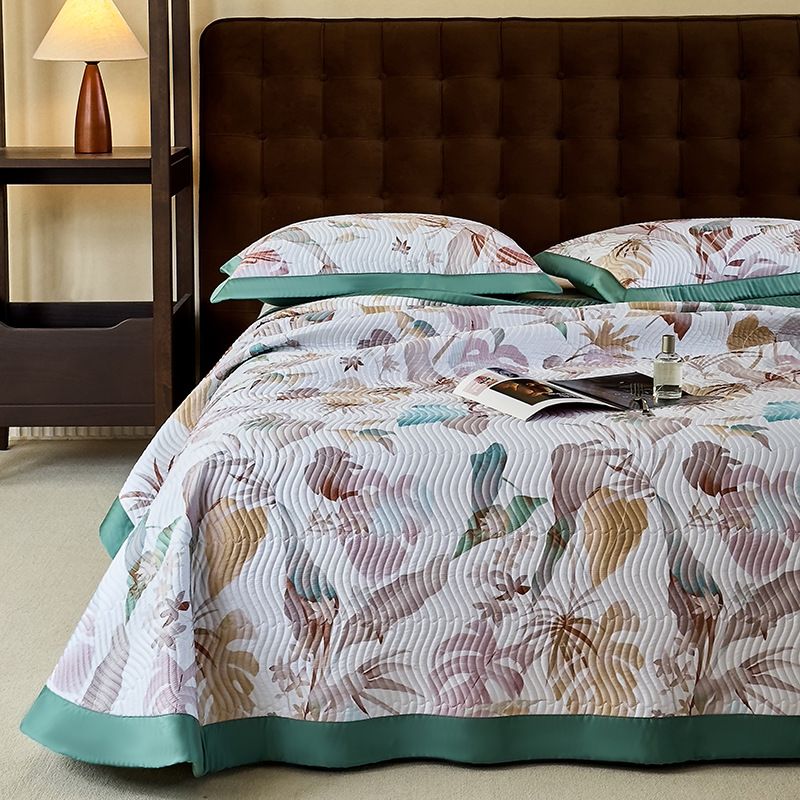 Copriletto estivo in Tencel Lenzing di alta qualità, set da tre pezzi, lenzuolo estivo in seta ghiacciata, lavabile in lavatrice, morbido e fresco, in Lyocell._voghion.com
