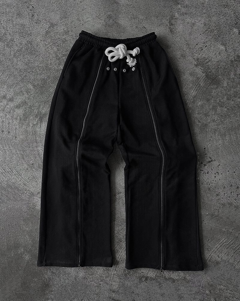 Dark Rock & Roll Flared Trousers – High Waist Drag Hem Wide Leg Pants With 3D Print | Stretch Polyester | Gothic Streetwear For Concerts (Black)_voghion.com