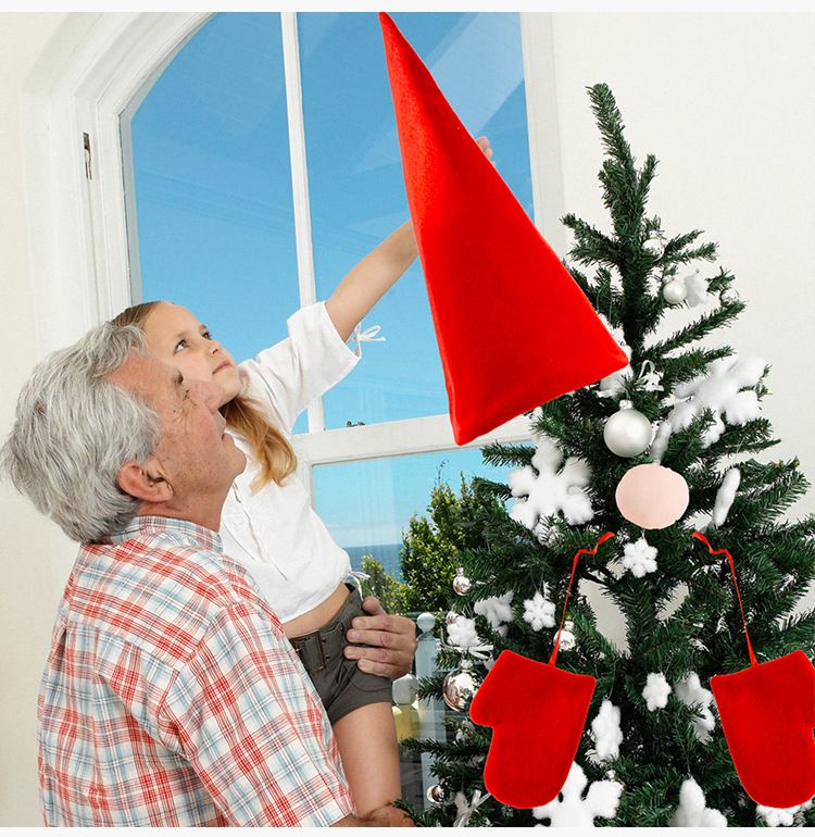 Şenlikli Noel Ağacı Tepesi Seti - Noel Baba Şapkası, Burun ve Eldiven Tasarımı - Tatil Ağaçları İçin Benzersiz Dekoratif Yıldız_voghion.com