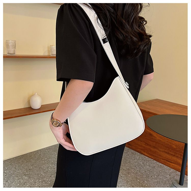 Retro Saddle Bag for Women 2024 New French Fashion Single Shoulder Underarm Bag Solid Color Versatile Crossbody Bag_voghion.com