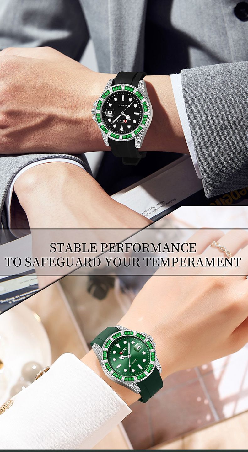Men's Classic Diver Style Watch With Luminous Dial, Waterproof Casual Wristwatch With Date Function TPU Strap Classic Green Water Ghost Luminous Watch_voghion.com
