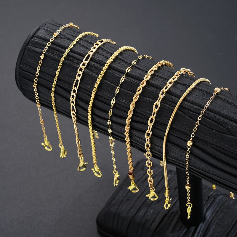 New INS Style Simple Versatile Fashion Braided Chain Bracelet Cuban Jewelry Set 9 Pieces_voghion.com