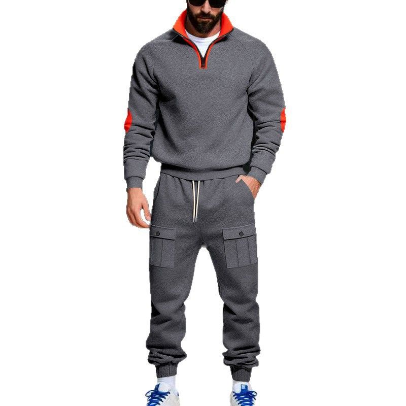 Winterlicher Herren-Overall aus schwerem Samt, wattiert, locker geschnitten, mit Stehkragen, lässig, mit Latzhose, Anzug für Herren_voghion.com