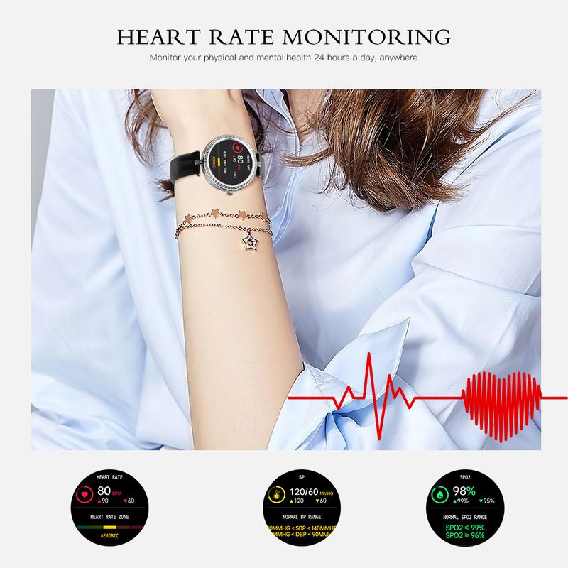Orologio intelligente GT10 per donne con chiamate Bluetooth, frequenza cardiaca, pressione sanguigna, ossigeno nel sangue, meteo, contapassi, fitness tracker,_voghion.com