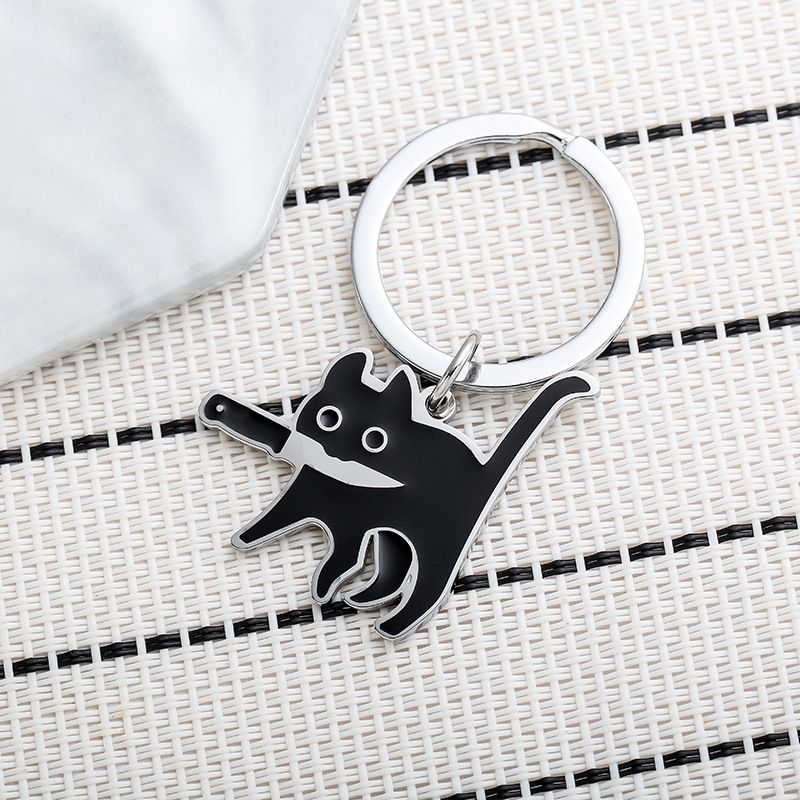 Hot-selling Black Knife Cat Keychain Creative Personalized Keychain Japanese Ins Style Pendant Small Gift_voghion.com