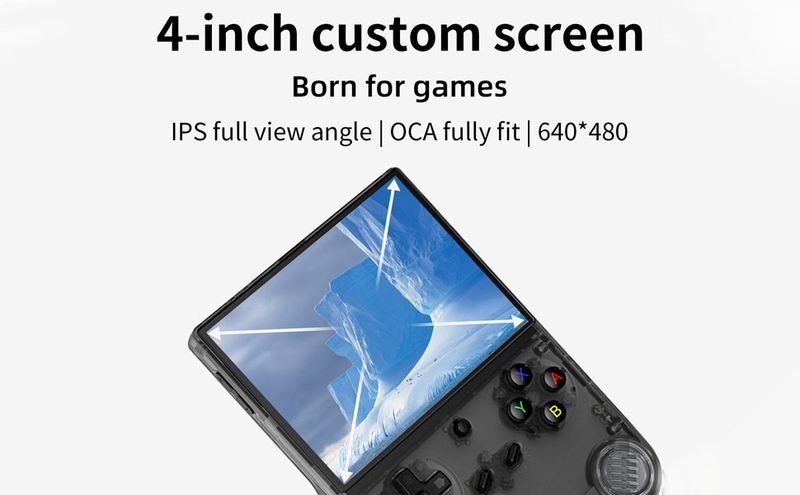 40XX V Handheld Console, 4.0 Inch IPS Screen With 16 Colors RGB Colorful Light Control Joystick, Linux System Games_voghion.com