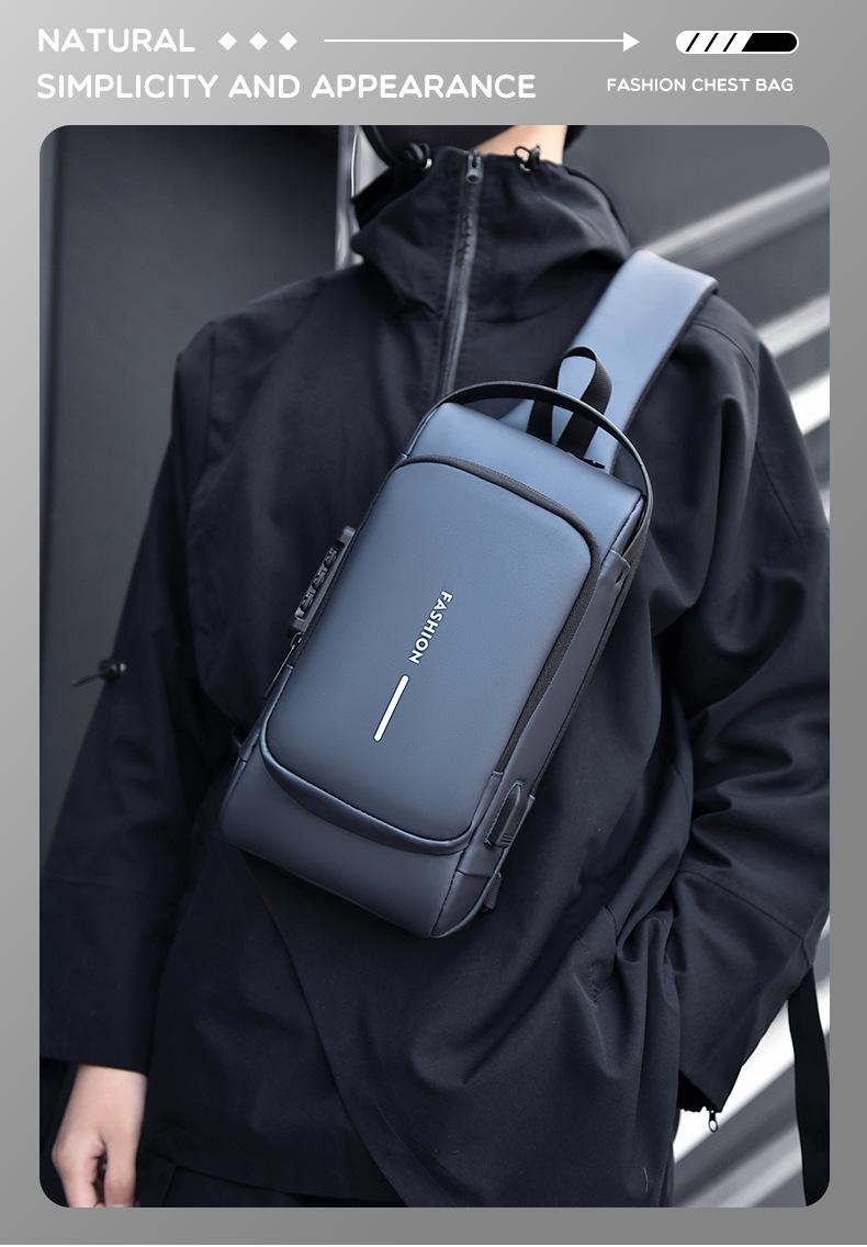 Men's Lightweight Crossbody Sling Bag - Waterproof Nylon Chest Bag For Travel, Gym & Daily Use, Large Capacity With Adjustable Strap_voghion.com