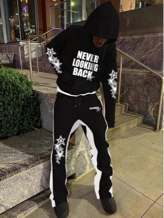 Men's Loose-Fit Jogger Pants With Side Stripes, High Waist Straight-Leg Sweatpants, Breathable Cotton Blend Casual Lounge Pants For Spring_voghion.com