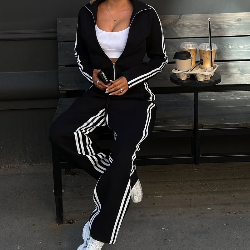 FD2242 2025 Herbst Neue Mode Casual Langarm Sport Zwei-Stück frauen Set_voghion.com