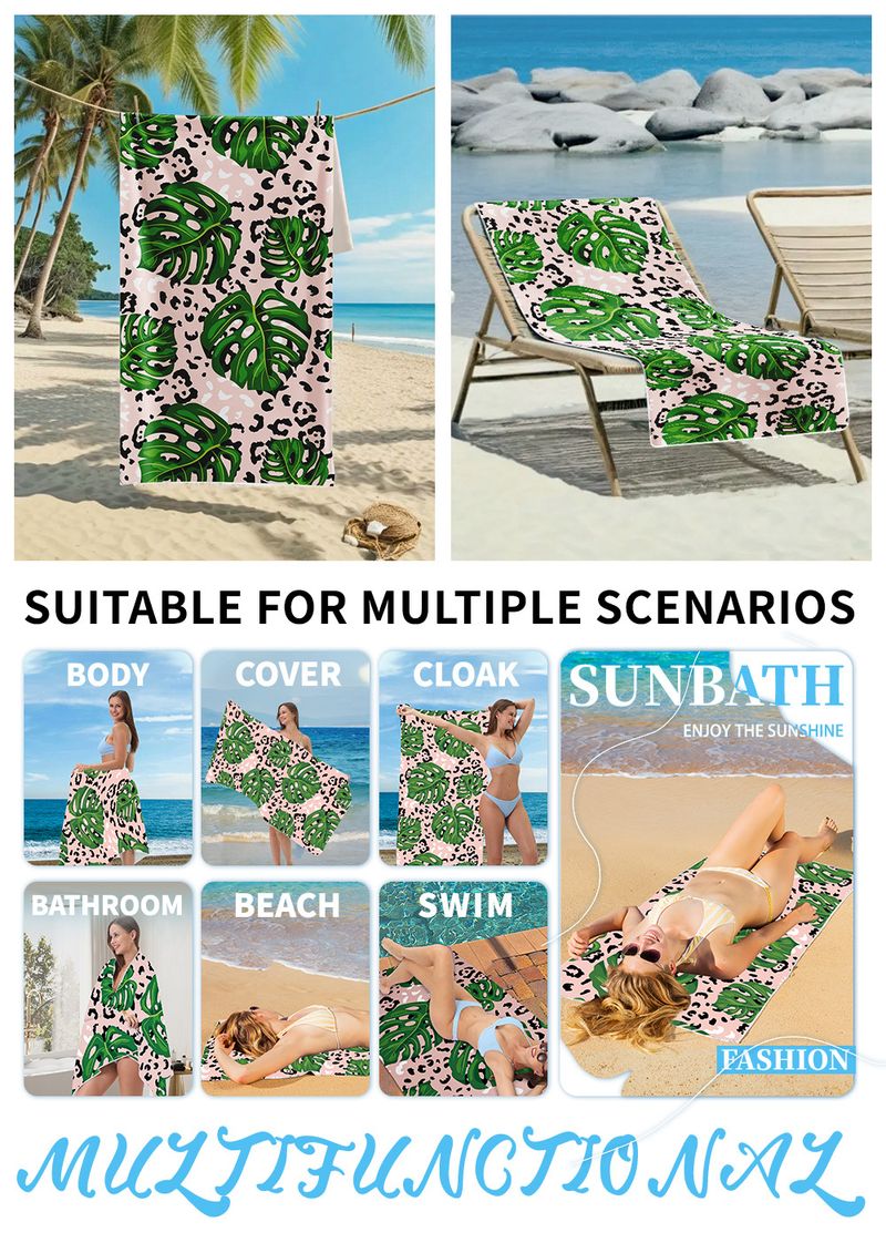 Asciugamano da spiaggia con protezione UPF - Flanella bifacciale e stampa personalizzata (microfibra super assorbente ad asciugatura rapida, multifunzionale come scialle e telo da piscina)_voghion.com