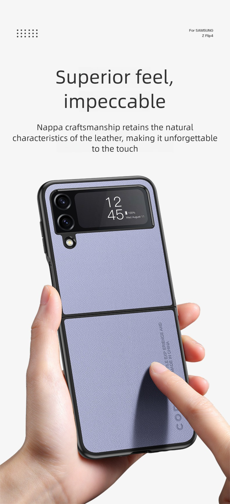 Compatible With Samsung Galaxy 7 Phone New Plain Leather Fold 6 Simple Folding Z Flip 5 Case_voghion.com