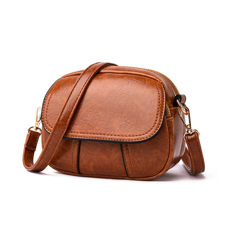 Borsa a tracolla rotonda a tre strati, piccola, nuova, alla moda e versatile, da donna, in morbida pelle._voghion.com