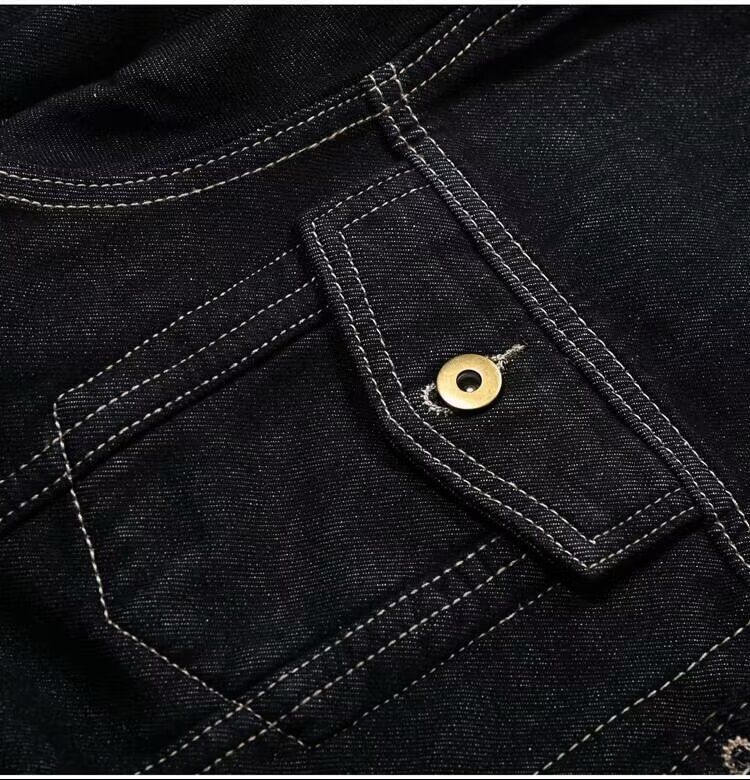 Giacca invernale in denim con velluto spesso e capi in denim versatili, giacca da lavoro con risvolto a maniche lunghe_voghion.com