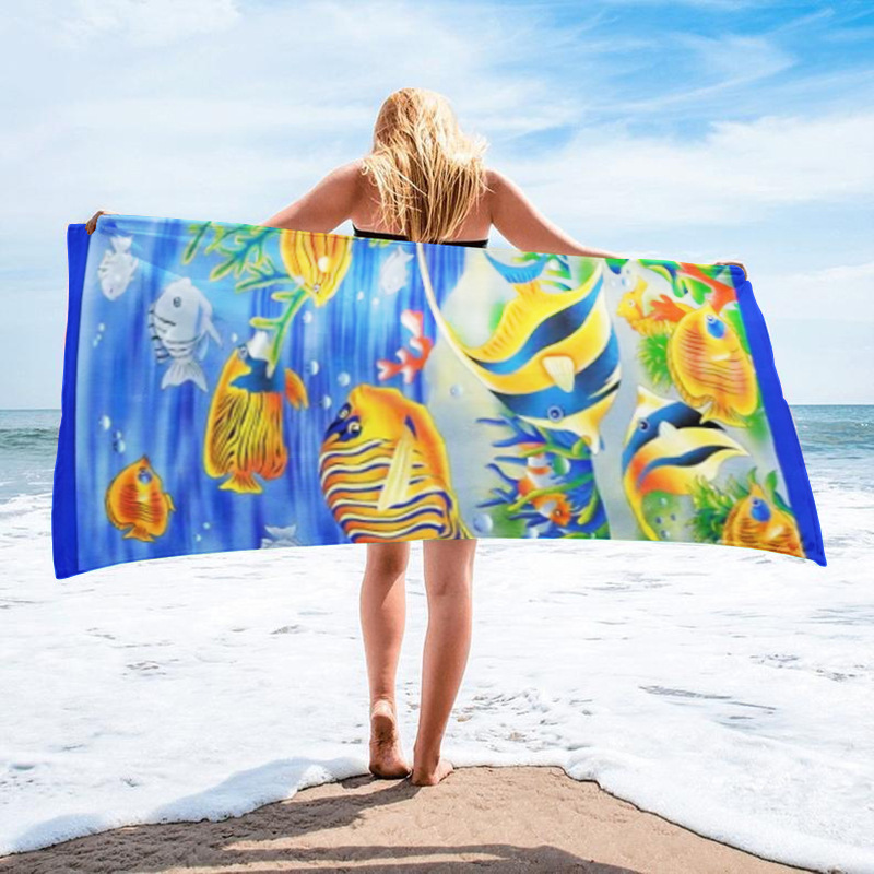 Bedrucktes Surfhandtuch, Strandtuch aus ultrafeinen Fasern, saugfähiges Strandtuch für Erwachsene_voghion.com