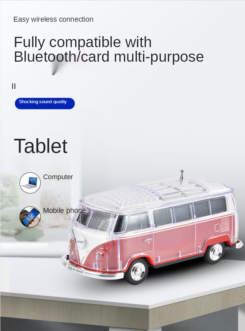 Weihnachten WS-267BT Bunte Bluetooth Auto Form Mini Bus Lautsprecher Sound Box MP3 + + U Disk + TF + FM + LED 7 farbe Funktion_voghion.com