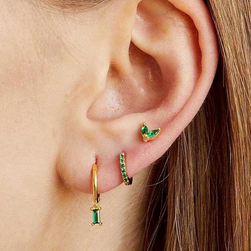 Damen-Schmuckset, modisch, schlichtes Temperament, vielseitige Persönlichkeit, hochwertige, stapelbare Ohrringe mit Zirkonia-Einlage, dreiteiliges Set_voghion.com