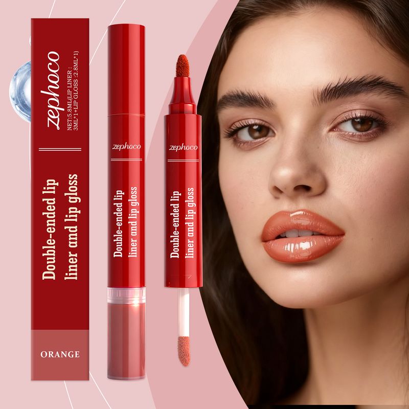 zephoco Orange Red Two-in-One Hydrating Delicate Silky Easy To Apply Makeup Daily Plumping Moisturizing Lip Gloss_voghion.com