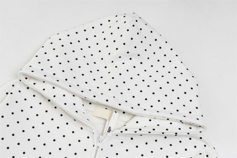 Sportliche Freizeitanzüge für Herren, trendige Marke, Sweatshirtjacke mit durchgehendem Druck und gepunktetem Kapuzenmuster, lockere Schlaghose mit weitem Bein_voghion.com