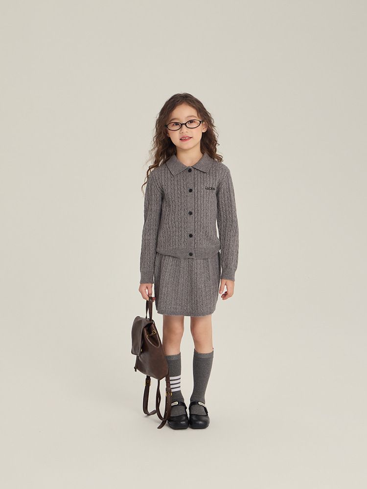 Ensemble tricoté Aimo Beibei pour filles, édition coréenne, style universitaire, nouveauté automne, pull, cardigan et jupe, 2 pièces_voghion.com