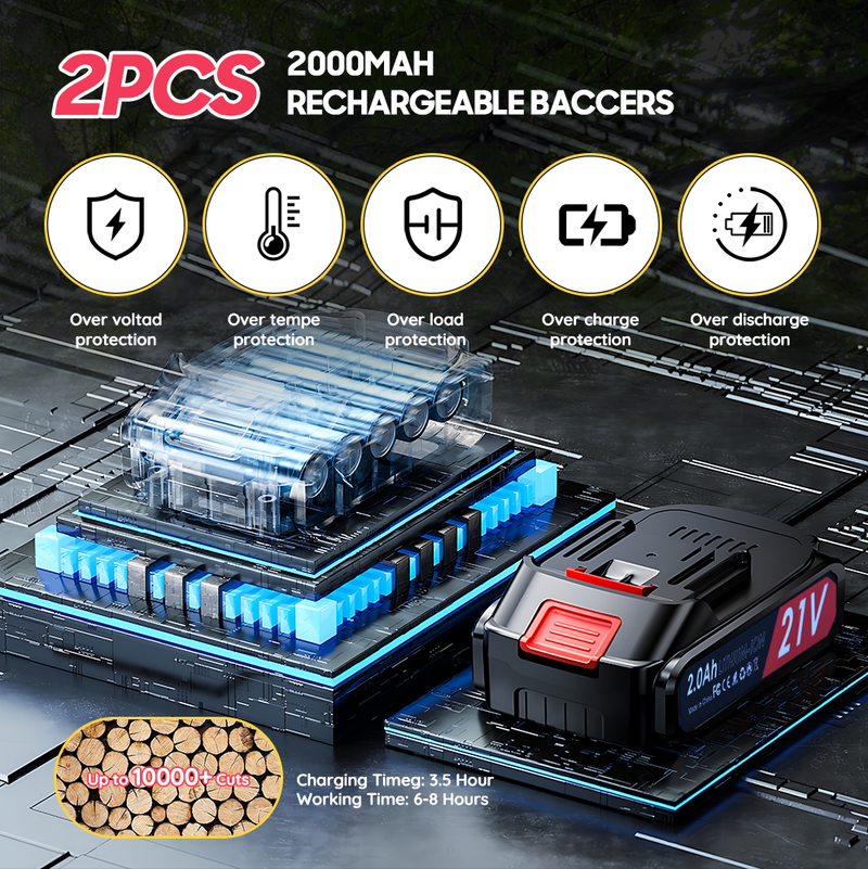Appareil électrique avec 3000 Lbs Schneidkraft, support télescopique 228 cm, 2x2000mAh Akku_voghion.com