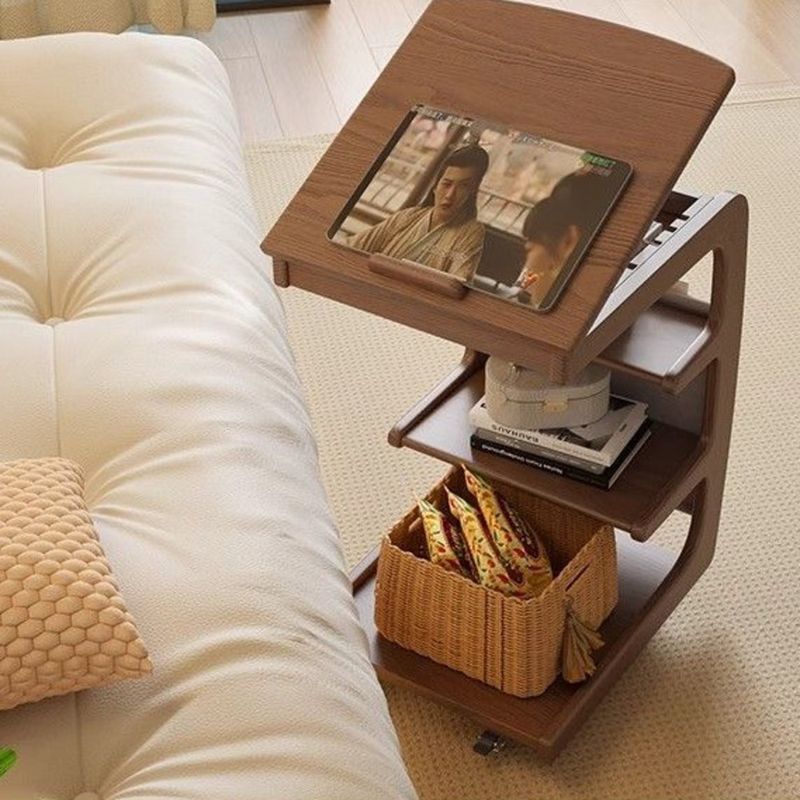 Solid Wood Bookshelf New Model Movable Room With Wheels Floor-standing Bedside Bookcase Home Balcony Coffee Table Ins_voghion.com