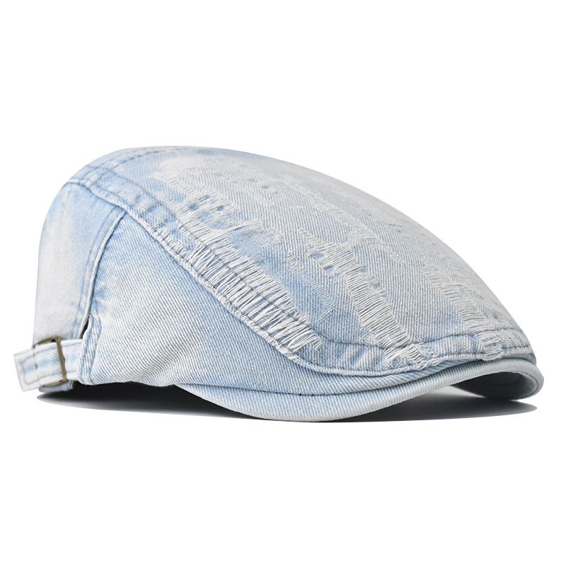Primavera, estate, autunno, versione coreana perforata, berretto in denim lavato alla moda, taglie forti da uomo, becco d'anatra in puro cotone_voghion.com