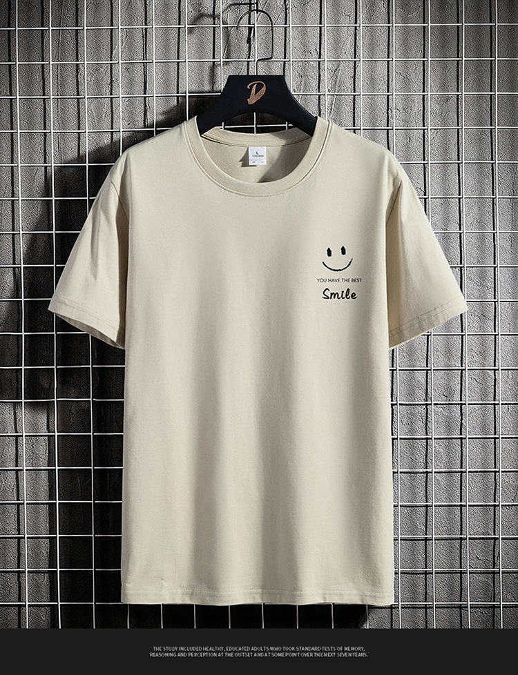 Men S Short Sleeve T Shirt Summer New Trendy Brand Half Men Bottom Loose Round Neck Hong Kong Style Top Clothes Cotton_voghion.com