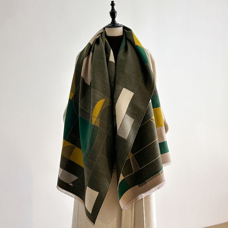 Women's Trendy High-End Elegant Scarf Cashmere High-Value Design Geometric Print Shawl_voghion.com