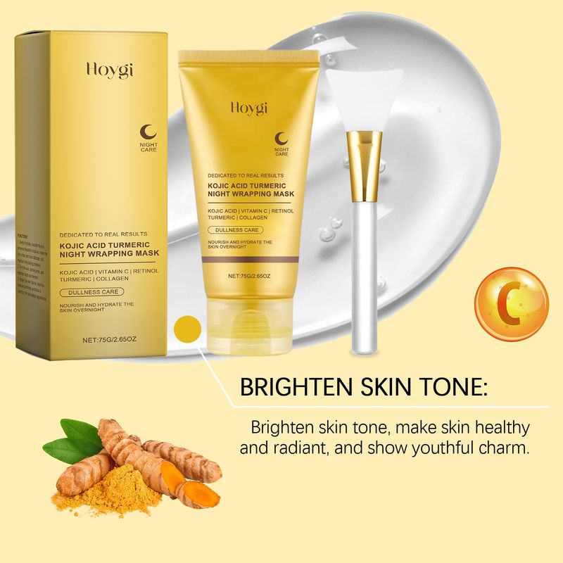 Maschera peel-off al collagene e curcuma HOYGI, detergente delicata, idratante, nutriente e levigante per la pelle del viso_voghion.com