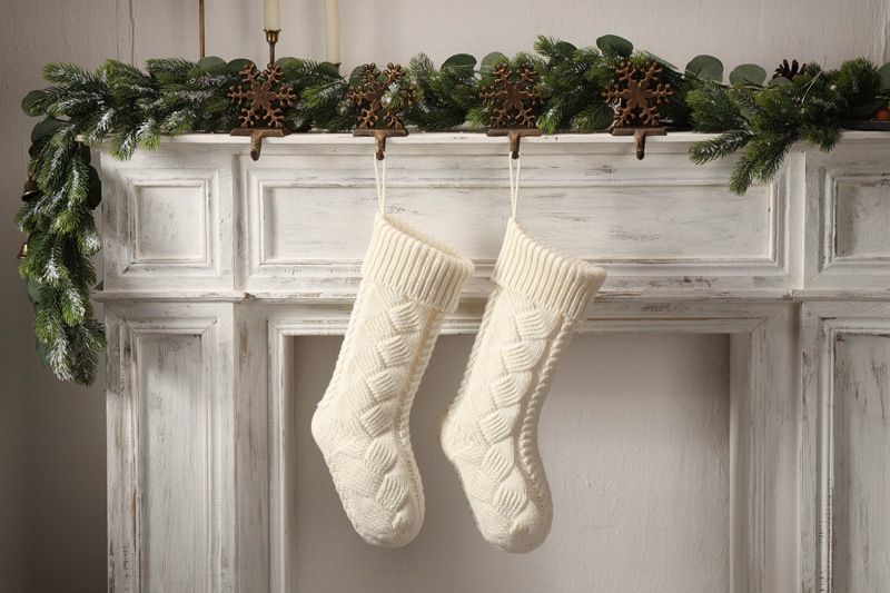 Knitted Christmas socks, yarn gift candy decoration bags, large banquet woven hanging accessories, socks and supplies_voghion.com