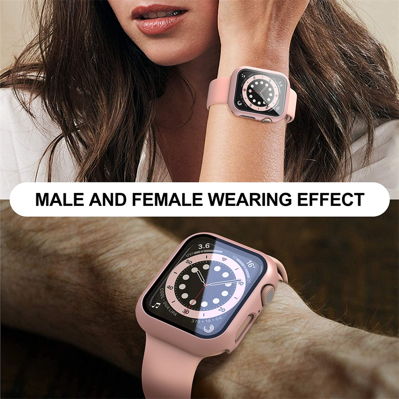 Gehard Glas + Cover Voor Apple Horloge 8 Case 41Mm 45Mm 42Mm 38Mm Pc Bumper screen Protector Iwatch Serie 7 6 5 4 3 Se 40Mm 44Mm_voghion.com