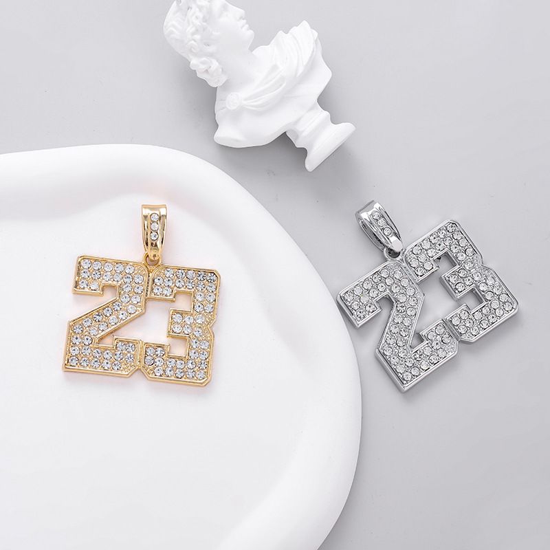 Collana unisex alla moda con ciondolo a forma di basket 23 con diamanti, gioielli hip hop unisex di grande vendita_voghion.com