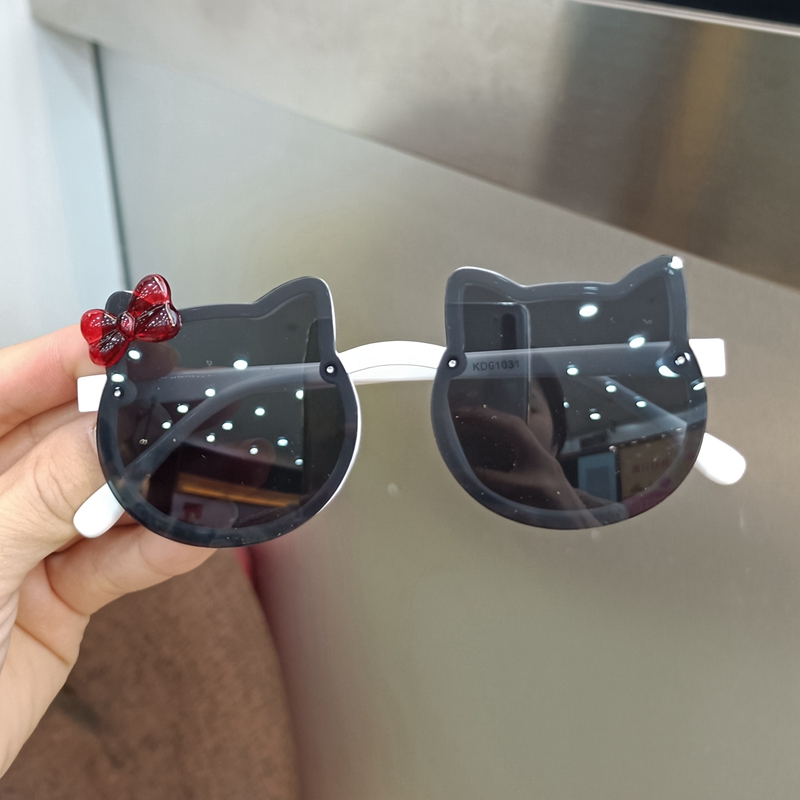 Sommer Kinder Nette Kitty Sonnenbrille Acryl Bogen Outdoor UV Schutz Sonnenbrille Baby Mädchen Klassische Kinder Junge UV400_voghion.com