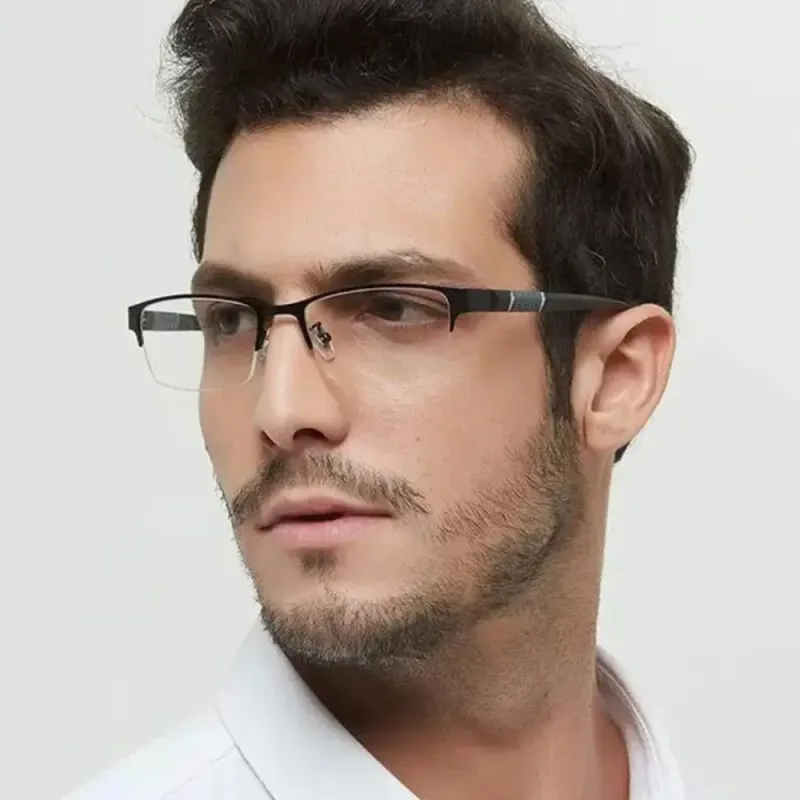 Brille Männer Anti-Blaulicht Business Lesebrille Vintage Halb Rahmen Augenschutz Ultraleichte Büro Brillen_voghion.com