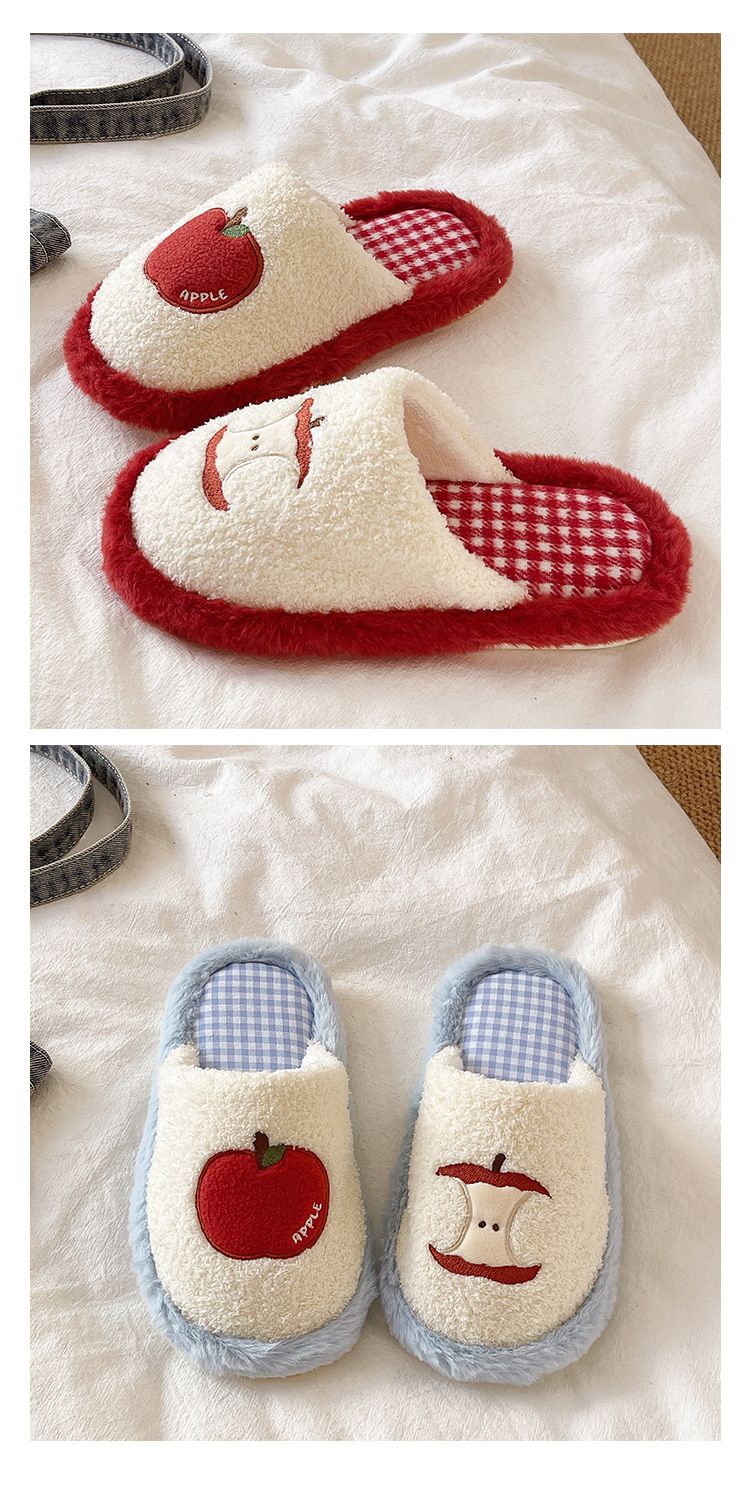 Zees Cartoon Cotton, Sapatos de maternidade quentes de pelúcia arco-íris para uso interno no outono e inverno, pantufas de casal com forro de lã para_voghion.com