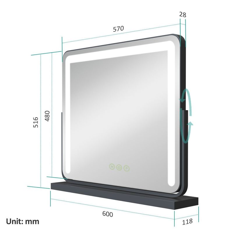 EMKE Large LED Vanity Mirror Light Dressing Table Hollywood Make Up Mirror Stand_voghion.com