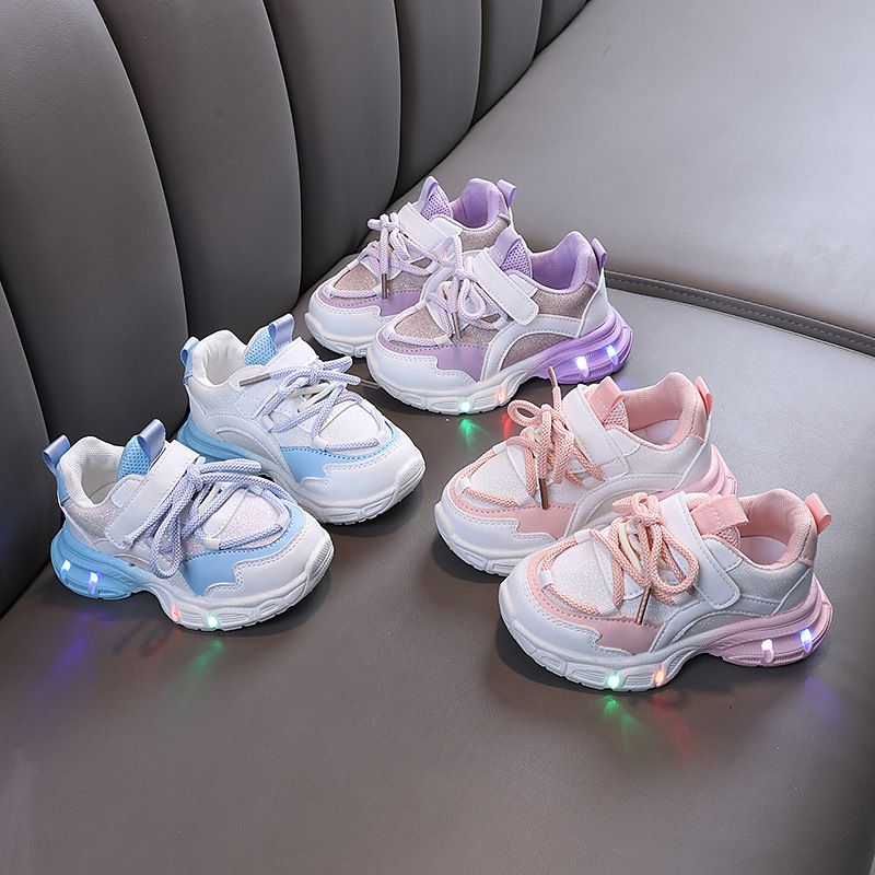 XUANMU Kid's Led Light Shoes Fashion Boys Sneakers Girls Brand Design Casual Shoes Breathable Children Sport Shoes X109B_voghion.com