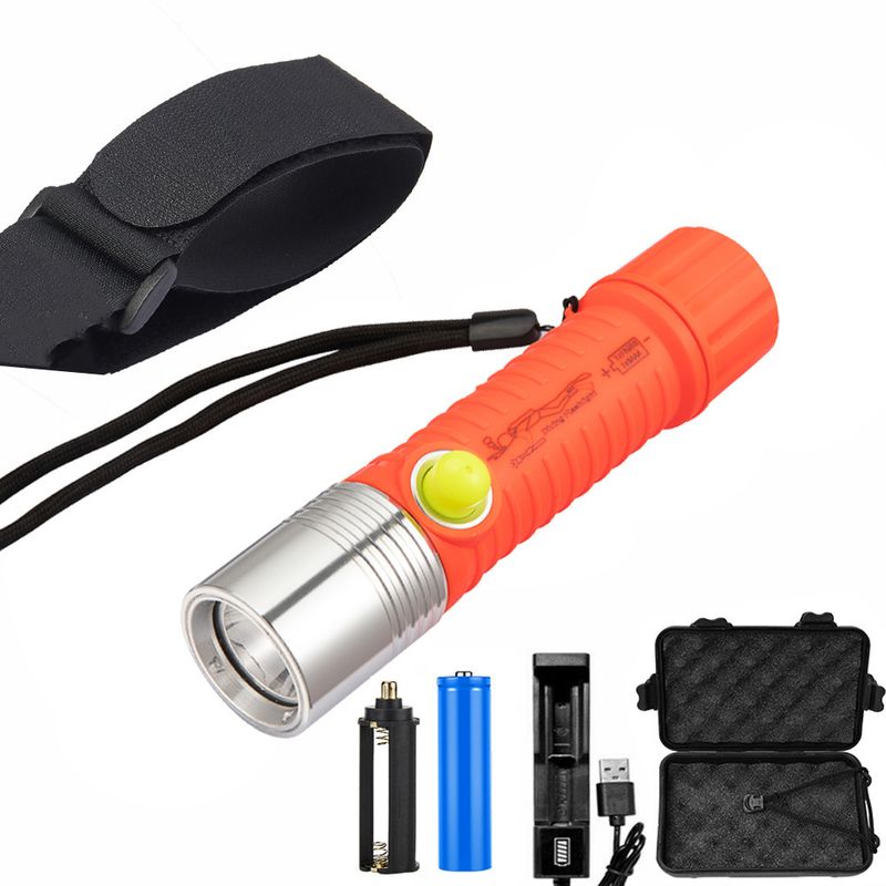 Torcia subacquea impermeabile - LED T6 a fascio potente con interruttore a pulsante, compatibile con batterie 18650/AAA, per immersioni notturne e illuminazione a lunga distanza._voghion.com