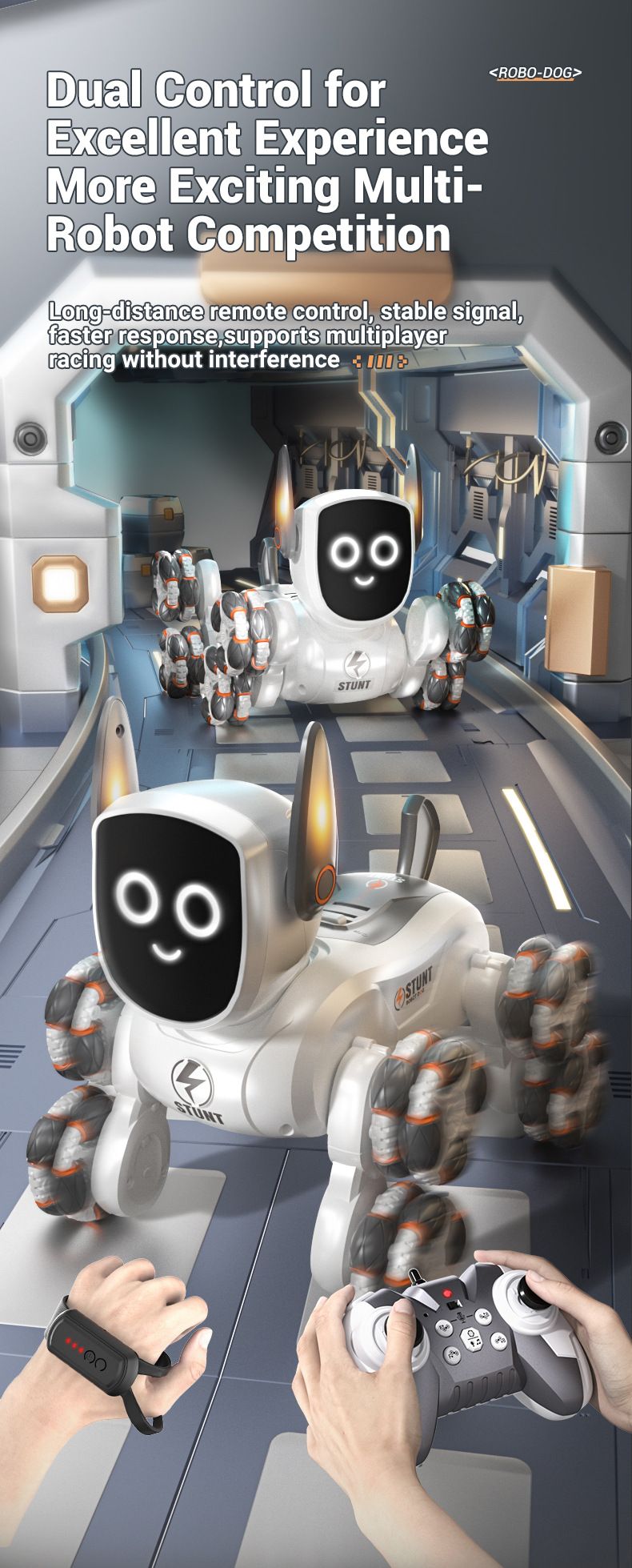 Remote Control Toys Intelligent Voice Mechanical Dog Gesture Sensing Remote Control Toy Eight Wheel Four Wheel Drive Stunt Deformation Car_voghion.com