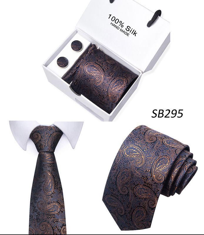 Men's Ties & Handkerchiefs scarf gift box striped plain suit shirt tie black gift box set_voghion.com