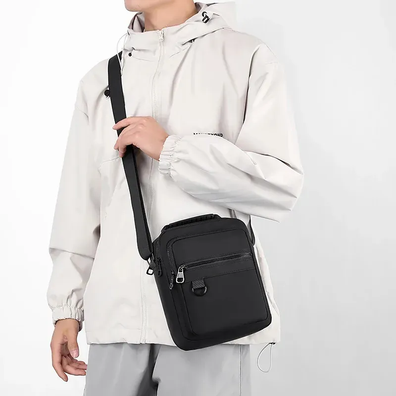 Borsa a tracolla messenger per uomo, casual, Oxford, piccola, con cerniera, semplice, mini borsa per telefono, spalla laterale da uomo 250614l_voghion.com