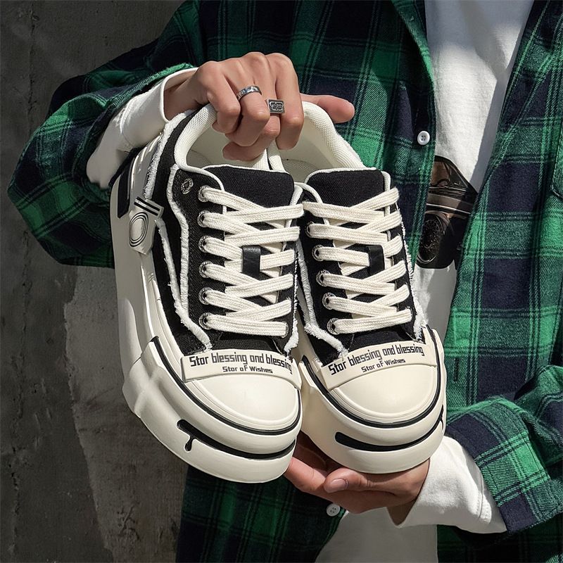 Casual Canvas White, Korean Version Sponge Cake, Versatile, Big Head, Smiling, Beggar, Rough Edges, Couple's Board_voghion.com