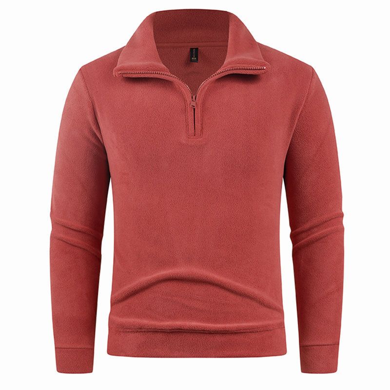 Herren-Sweatshirt aus doppelseitigem Sherpa-Fleece mit halbem Reißverschluss, 400 g/m² – Thermo-Pullover mit Stehkragen für den Winter – Schwere, lässige Streetwear (M bis 4XL)_voghion.com
