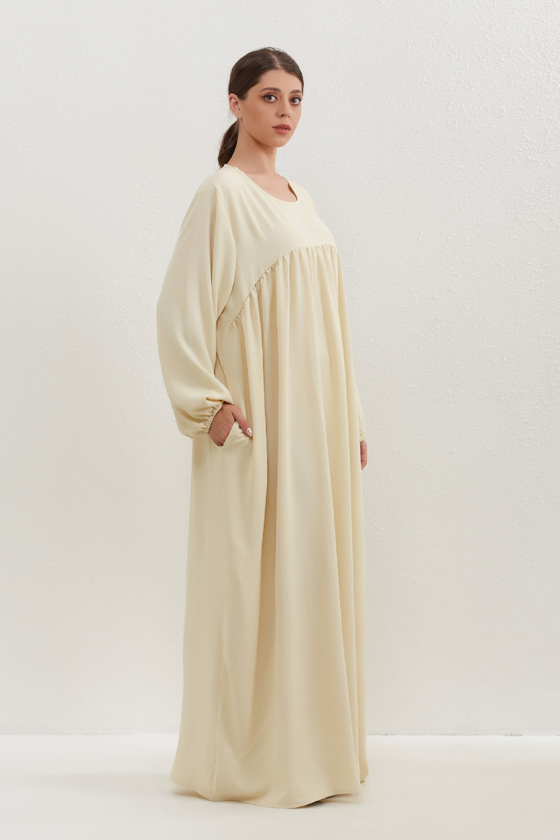 Women's Clothing Two Piece Set Solid Color Headscarf Robe Dress Ethnic Style_voghion.com