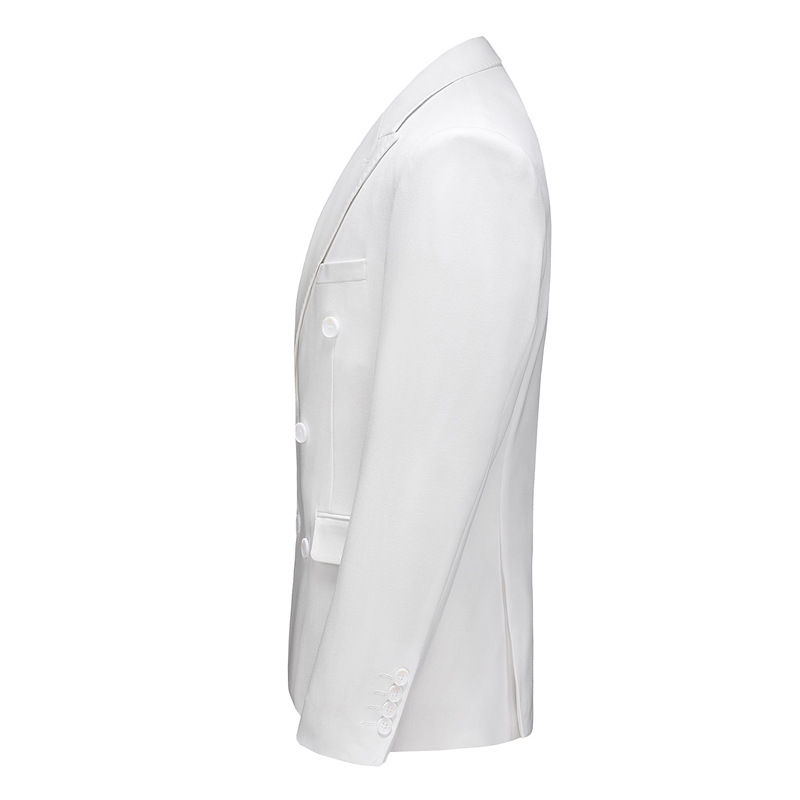 men's suit suit double-breasted solid color large size suit three-piece suit slim groom wedding dress_voghion.com
